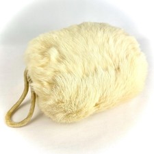 Vintage 1950s White Rabbit Fur Muff Clutch Hand Warmer Satin Lined Purse