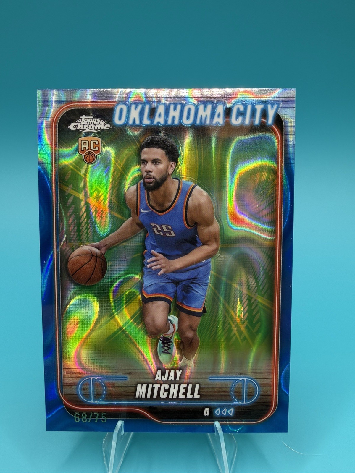 2024-25 Ajay Mitchell Topps Chrome Blue Lava Refractor /75 RC #132 Thunder