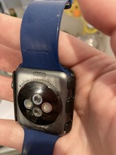 Apple Watch Series 3 42mm Space Gray Aluminum Case Blue Silicone Band GPS