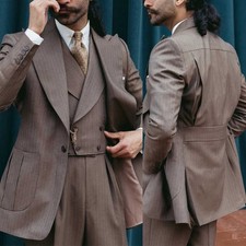 Spring Autumn Men Vintage Striped Suits for Wedding Business Banquet Classic Fit