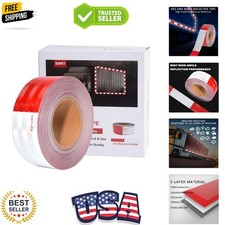 DOT-C2 Reflective Tape 2 Inch x 30 Feet Red White Reflective Tape Outdoor Wat...