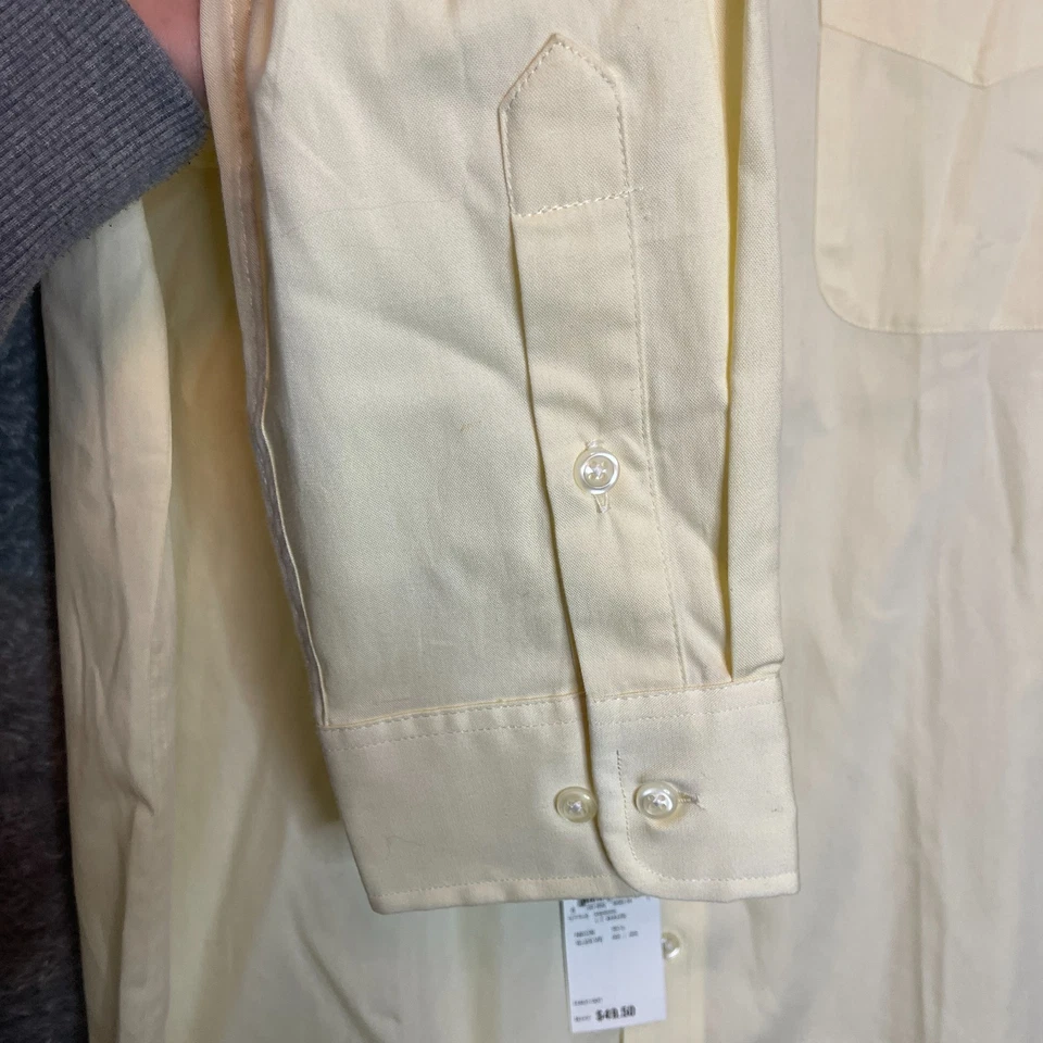 Club Room Men Classic Regular Pinpoint Easy Care Estate Dress Shirt 15.5 Yellow - Image 4 of 4