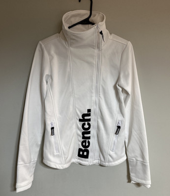BENCH Jacket Womens S  Asymmetrical Full Zip Small White Large Black Logo