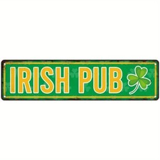 St Patricks Day Gift Irish Pub Metal Sign Shamrock Design Retro Wall Art Decor