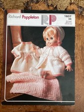 Dolls Clothes Knitting Patterns DK Dress Coat Shoes Hat Blanket  18-20” Doll