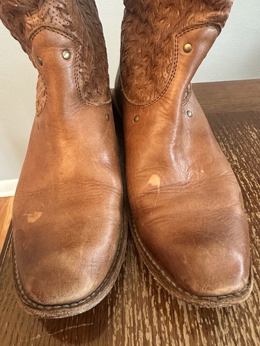 Frye Shirley Damen Größe 8,5 77906 Braun Leder Gewebt Huarache Mittelhoher Westernstiefel - Bild 5 von 8