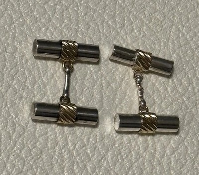 Vintage WEH WALTER E HAYWARD Sterling Silver & 14 Kt Gold Cufflink