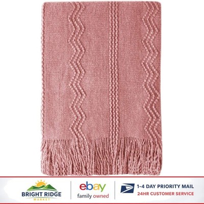 Versatile Coral Pink Knit Throw Blanket 50x60 Inches for Indoor and Outdoor