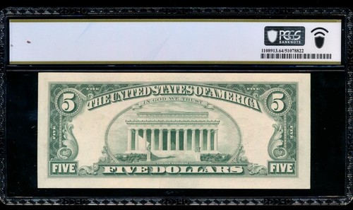 AC 1977A $5 Cleveland *star* FRN PCGS 64 PPQ D-* block Fr 1975-D* - Picture 2 of 2