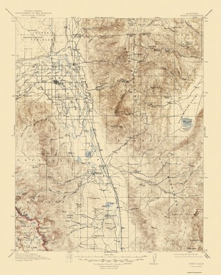 Topographical Map - Bishop California - USGS 1913 - Vintage Wall Art