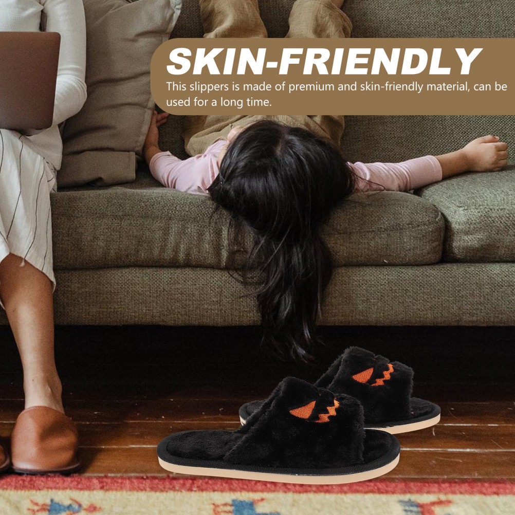 SAOLA 1 Paio Pantofole Halloween Zucca Pantofole Peluche Suola Antiscivolo Morbide