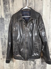 Tommy Hilfiger Men  s Heavy Brown Faux Leather Jacket Size Large