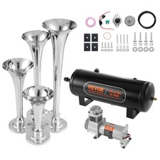 Train Horns Kit, 4 Trumpet Air Horn Kit, 150dB Train Horns for Pickup Trucks, 1