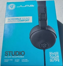 JLab Audio Wired Studio On-Ear Headphones! Cloud Foam Comfort - Black
