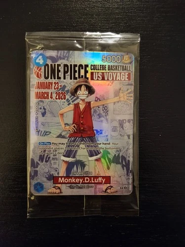 Monkey D. Luffy US Voyage College Basketball SEALED Promo Card - Illini