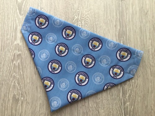 Manchester City Football Themed Handmade Dog Bandana/Scarf : Small,Med,Large - Picture 3 of 4
