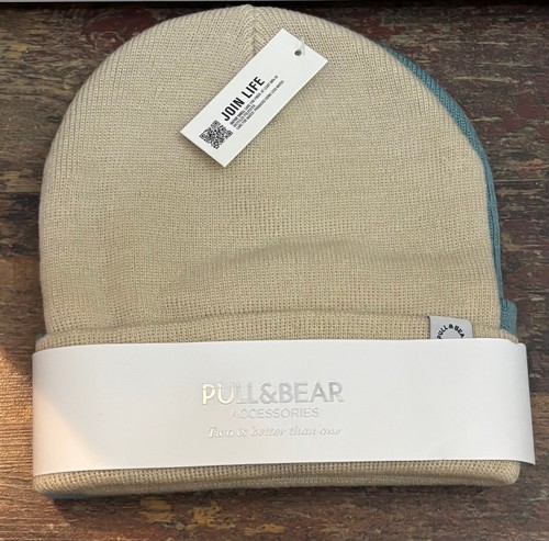 Pull&Bear Basic Beanie Doppelpack beige & türkis