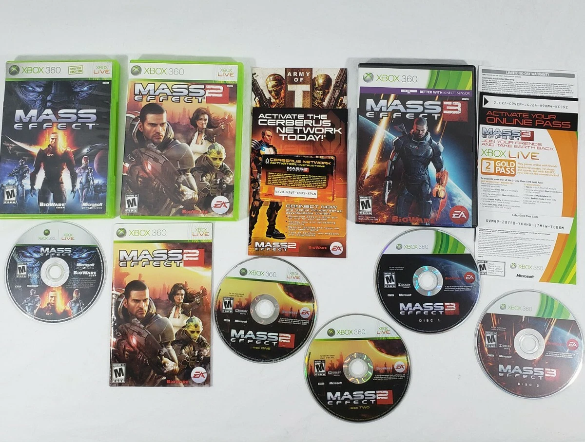 Mass Effect 1 2 3 Game Lot Bundle Xbox 360 Shooter EA Microsoft
