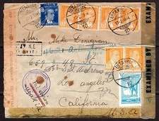 TURKEY EGYPT U.K. U.S.1944 WAR TIME TRIPLE CENSORED COVER BEYOGLU ISTAMBUL AIR