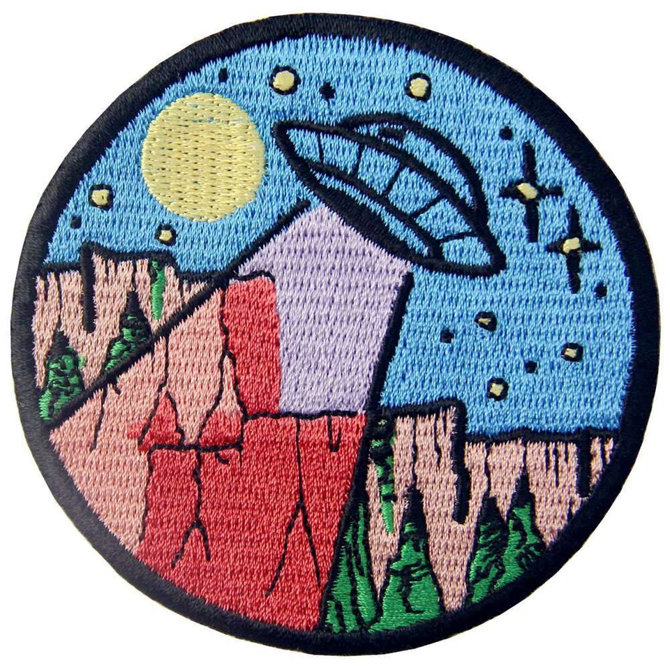 Embroidered Iron Sew On Patches appliques Alien UFO design Jeans patch 7-pack - Image 4 of 4