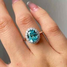 Elegant 925 Sterling Silver Blue White Topaz Wedding Engagement Ring Size 9