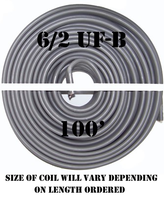Cavo Elettrico Sotterraneo UF-B 6/2 Southwire Da 100 Piedi - Per Esterni, Interrato, Rame, Grigio