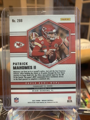 Patrick Mahomes II 2021 Panini Mosaic Super Bowl MVPs Base #288 KC Chiefs - Picture 2 of 2