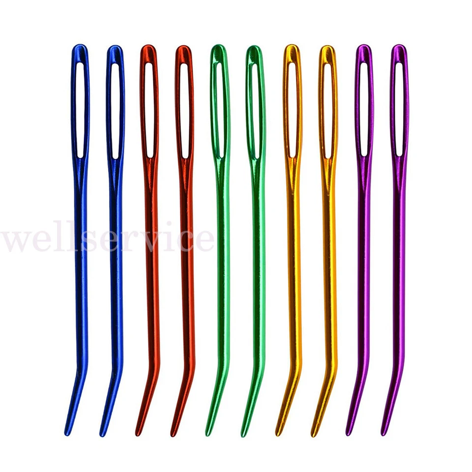 2/10PC Large Eye Bent Tip Needles Knitting Crochet Yarn Darning Needle Aluminium - Image 4 of 4