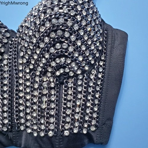Sexy corsé bralette bustier fiesta remache cadena estrás perlas góticas con cuentas Foto 4 de 4