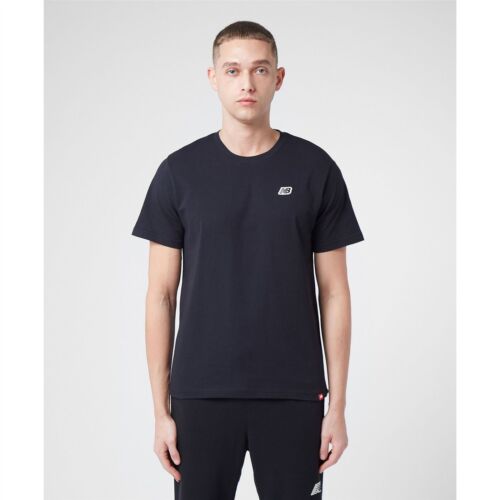 Men's T-Shirt New Balance Small Logo Relaxed Fit Cotton Short Sleeve in Black - Picture 1 of 5