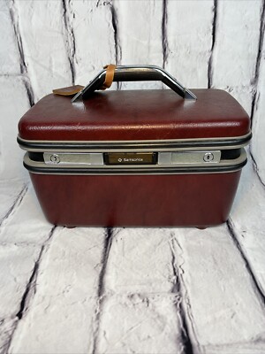 Samsonite Silhouette RED BURGUNDY Train Case Makeup W/ Mirror