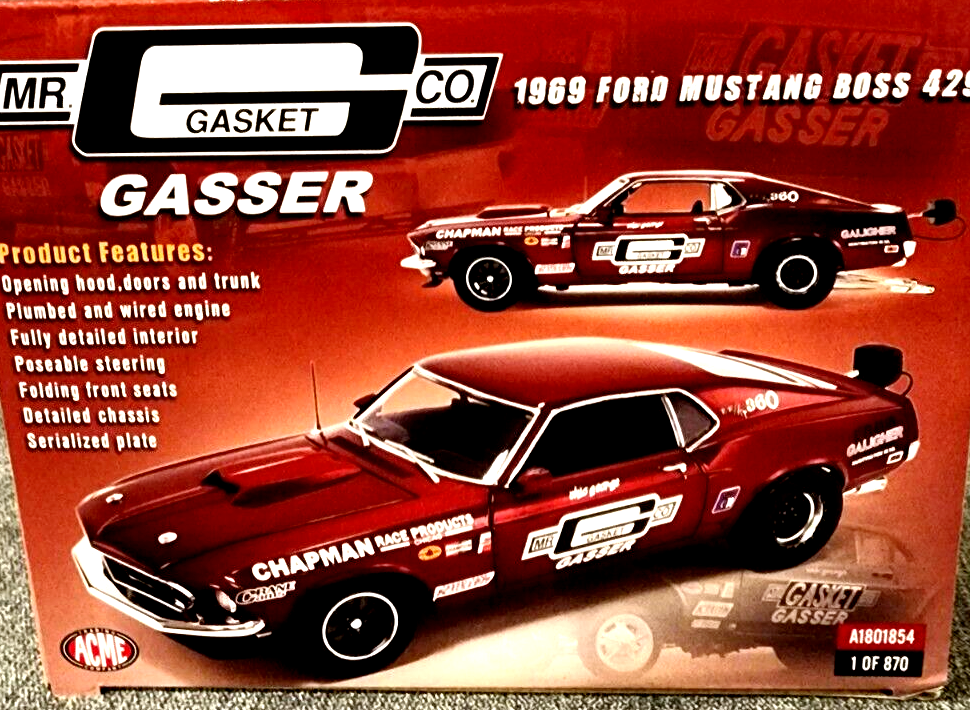 1/18 1969 Ford Mustang BOSS 429 Gasser Dark Red Metallic 1/18 1969 Ford Mustang BOSS 429 Gasser Dark Red Metallic