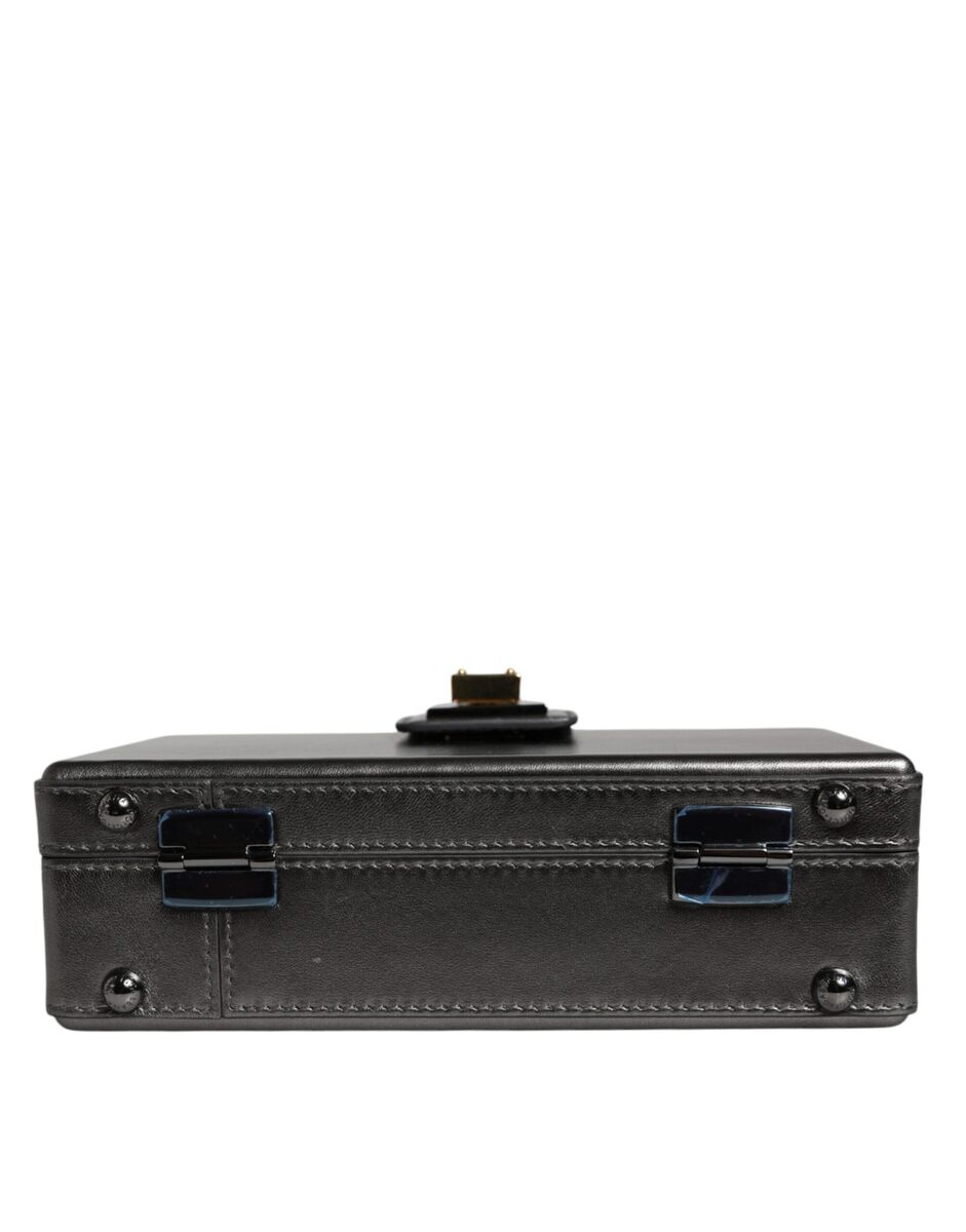 Dolce & Gabbana Metallic Gray DG BOX Leather Shoulder Chain Dolce & Gabbana Metallic Gray DG BOX Leather Shoulder Chain