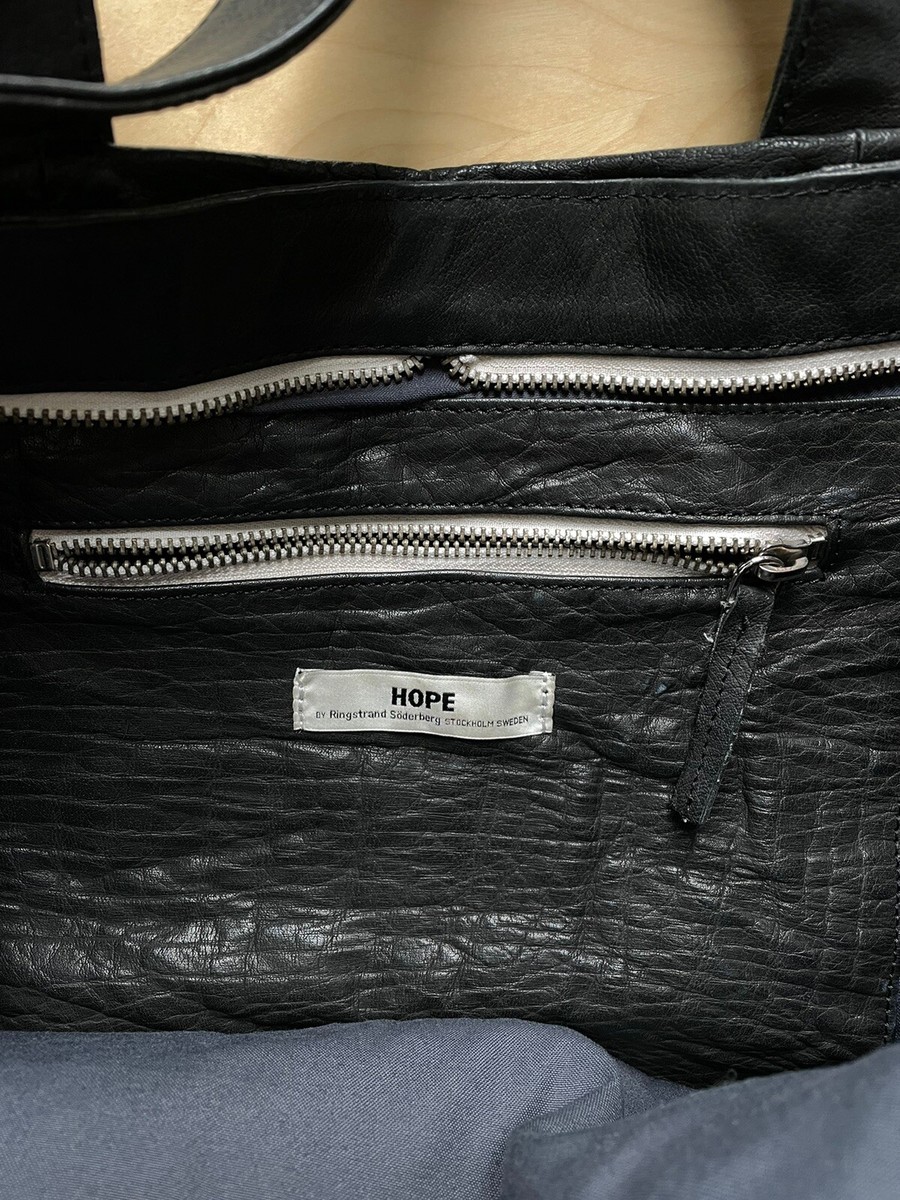 HOPE Black Wrinkles Leather Tote Bag by Ringstrand Soderburg HOPE Black Wrinkles Leather Tote Bag by Ringstrand Soderburg