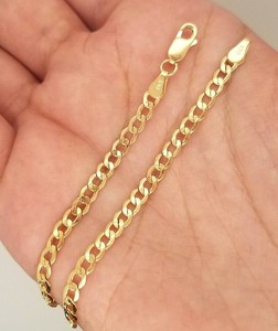 cuban 10k bracelet solid yellow gold anklet inches womens link