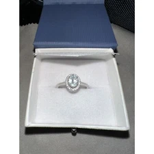 Beautiful Natural Oval Cut Aquamarine and Diamond Cluster