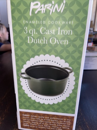 Parini 3 Qt. Cast Iron Dutch Oven Enameled Cookware Non-Stick New in Box - Picture 4 of 6