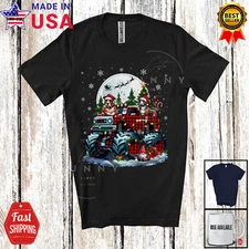 Pit Bull On Monster Truck Plaid; Lovely Christmas Moon Pit Bull; Family T-Shirt