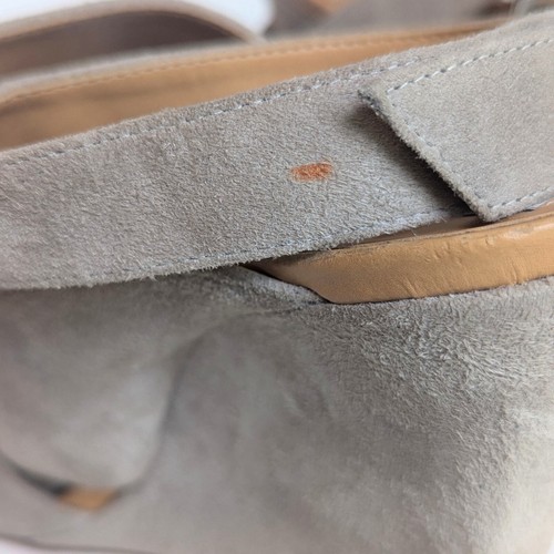 Diane von Furstenberg Taupe Suede Wedge Strappy Sandals with Buckle Sz 6.5 - Picture 10 of 11