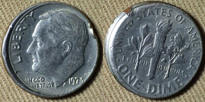 Error : 1973P Dime Broadstruck Rim Damage IREC2084