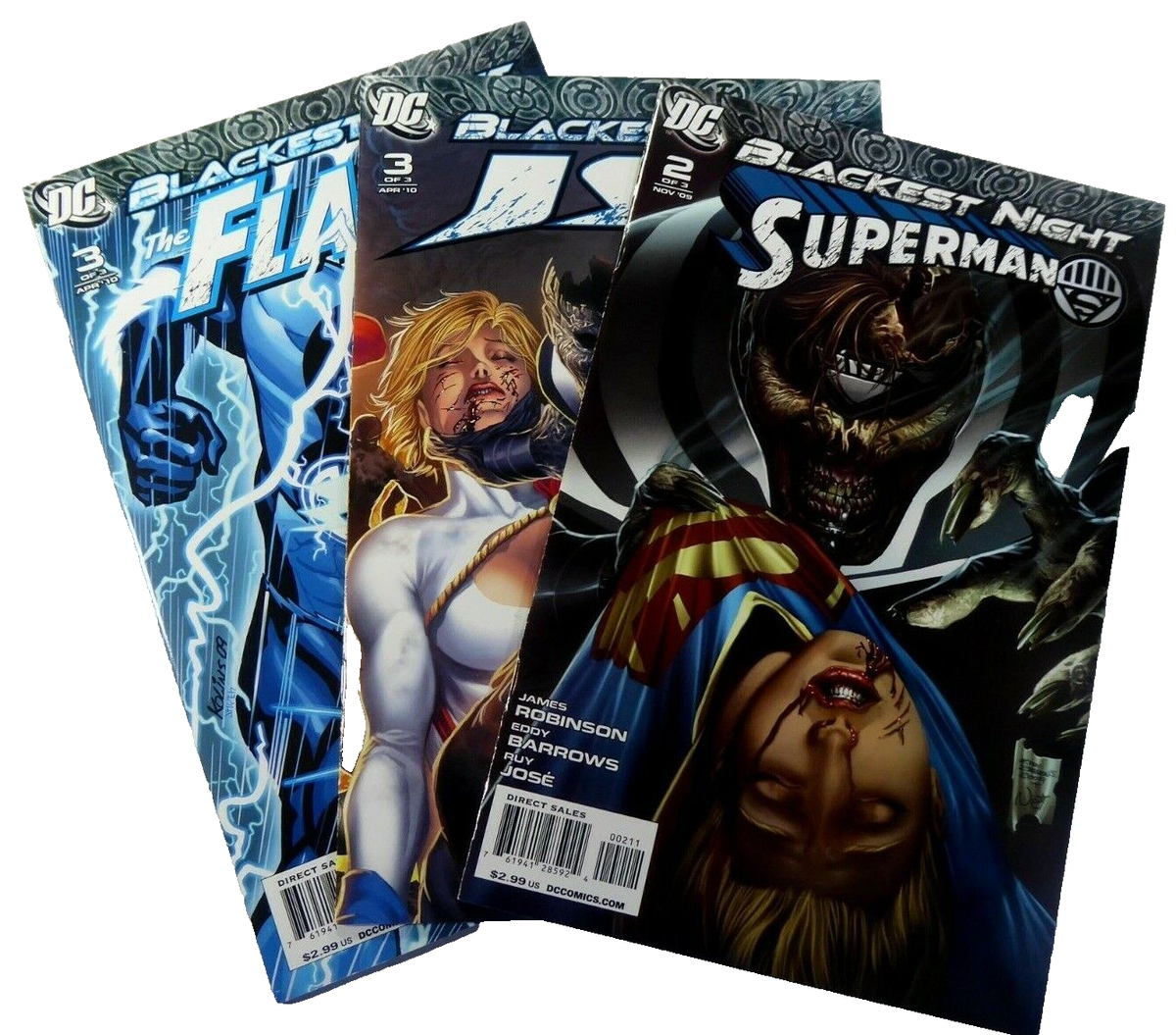 DC BLACKEST NIGHT SUPERMAN (2009) #2 + JUSTICE #3 + FLASH #3 Lot