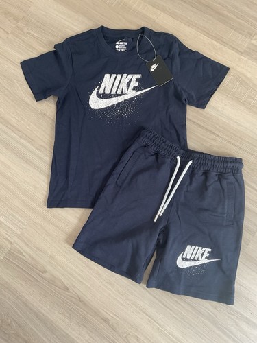 Nike 2 Piece Short Sleeve Logo Shirt & Short Sets Kids XS 1-2 NWT - NAVY