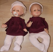 2 Vintage Dolls Record Player Wee Palitoy Tiny Tears 80s With Matching Outfits