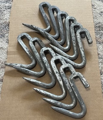 (12) Vintage Galvanized Butchers Meat Hook Hooks Lot ~3/8 -1/2  Gap for Hanging