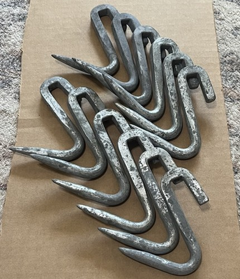 #ad 12 Vintage Galvanized Butchers Meat Hook Hooks Lot 3 8” 1 2” Gap for Hanging $24.99
