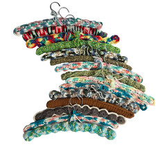 15 Homemade Crochet Padded over Wooden Wood Hangers 16" 17" MCM CottageCore