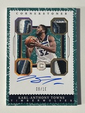 2017-18 Panini Cornerstones Karl-Anthony Towns Quad Patch Auto /10 C-KAT 4 Color