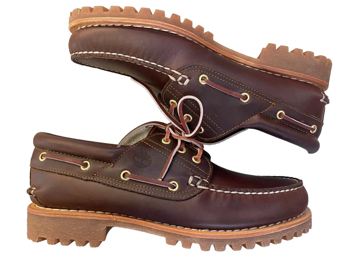 靴 Timberland 3eye 9-inch Wide Men's Timberland® Authentic 3-Eye Lug Handsewn Boat Shoe