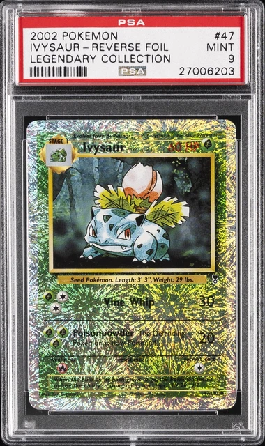 2002 POKEMON LEGENDARY COLLECTION #47 IVYSAUR-REVERSE FOIL PSA 9