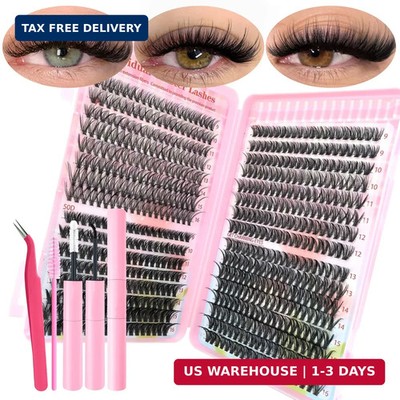 640Pcs Lash Clusters Kit, 30D 40D 50D Waterproof Natural Wispy Fluffy Manga C+D